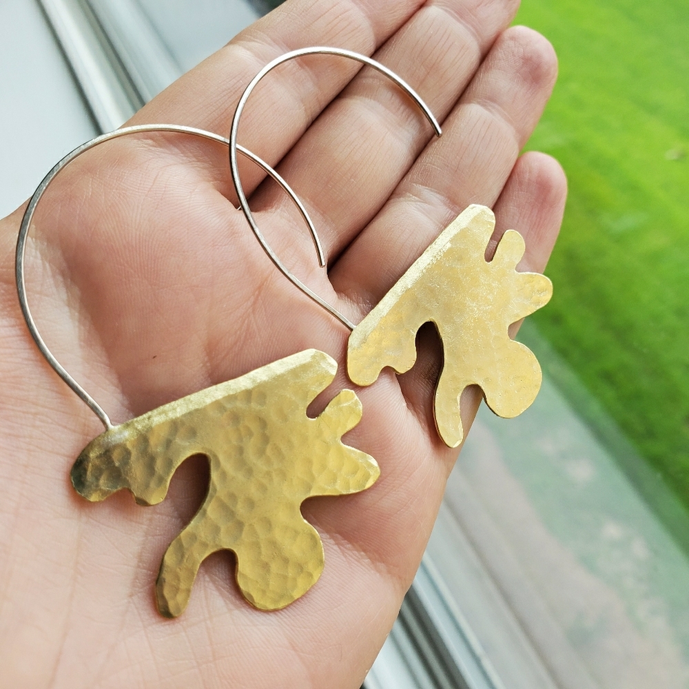 Handmade Brass Coral Inspired Earrings